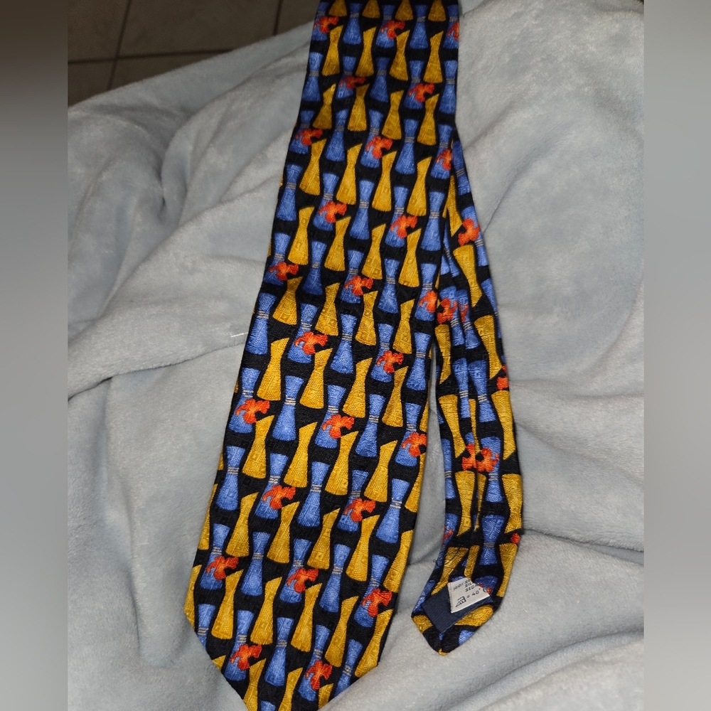 Givenchy Blue and Gold Geometric Men's Tie NEW TO Me
